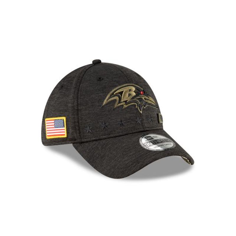 NFL Baltimore Ravens Salute To Service 39Thirty Stretch Fit (HWW9857) - Black New Era Caps